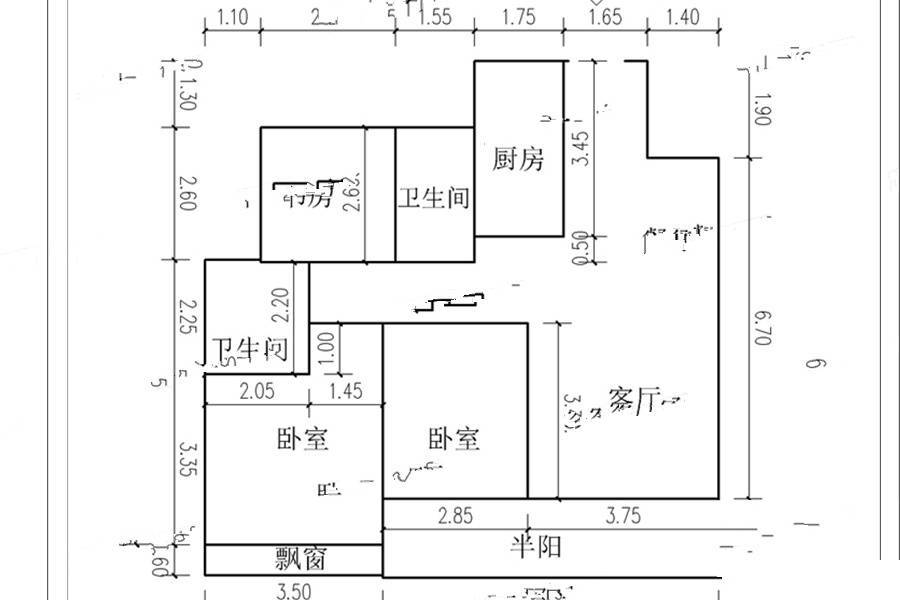 泽信公馆3室2厅2卫107㎡户型图