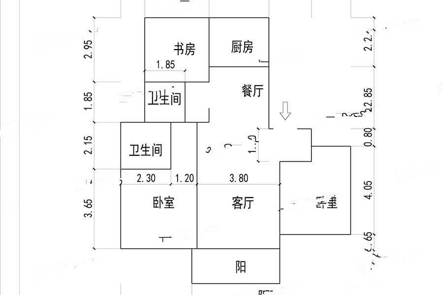 和平路万象府3室2厅2卫118㎡户型图