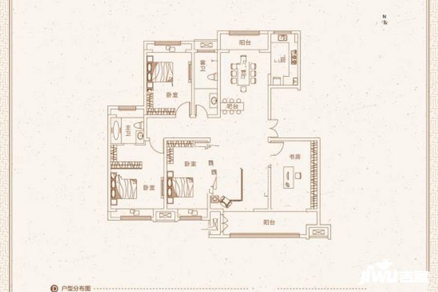 新盛上和园4室2厅2卫177㎡户型图