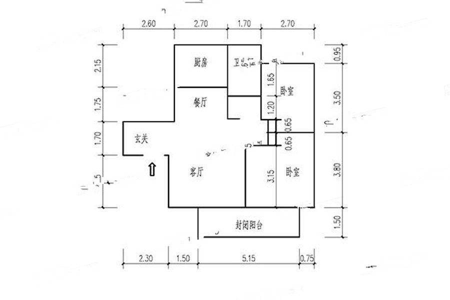 荣盛城2室2厅1卫104㎡户型图