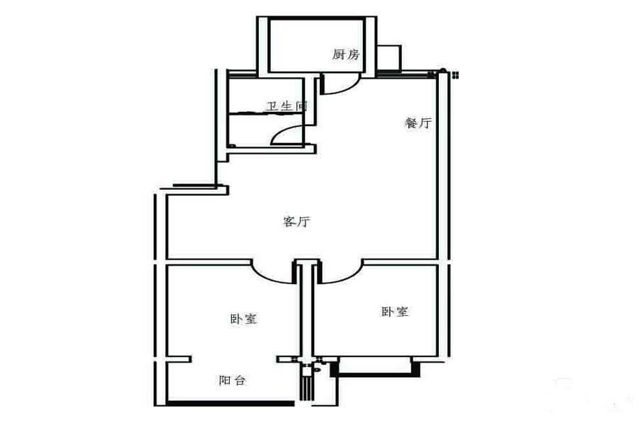 文华美景2室2厅1卫82㎡户型图