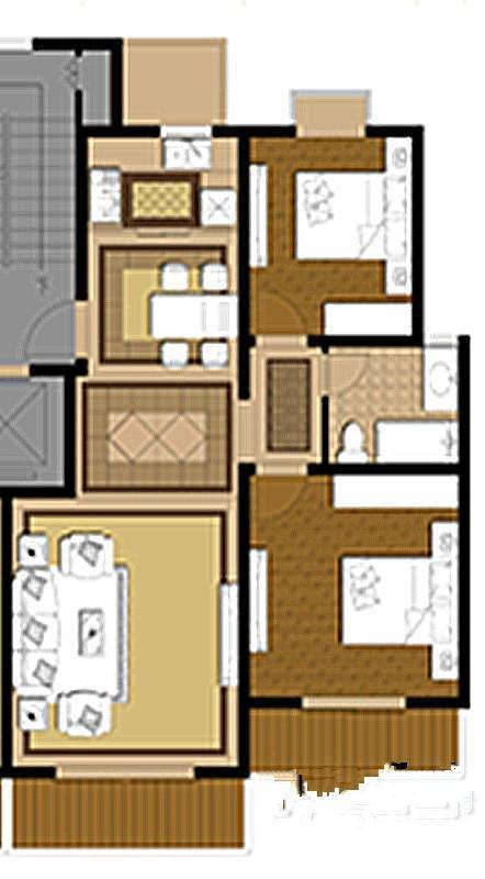 金域华庭2室2厅1卫87.2㎡户型图