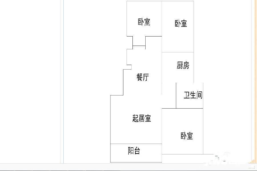 鑫苑景城3室2厅1卫105.8㎡户型图