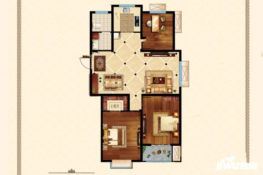 盛世阳光华庭3室2厅1卫134㎡户型图