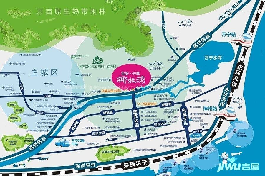 万宁万宁市宝安兴隆椰林湾位置交通图2