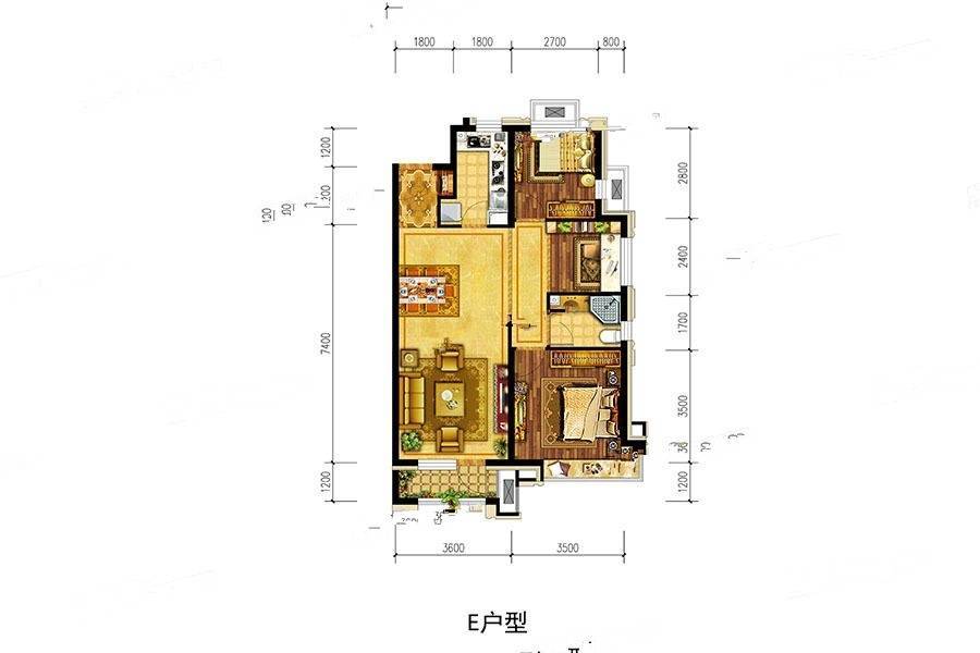 森林新都孔雀城3室2厅1卫97㎡户型图