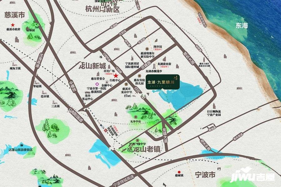 宁波龙湖九里晴川位置交通图