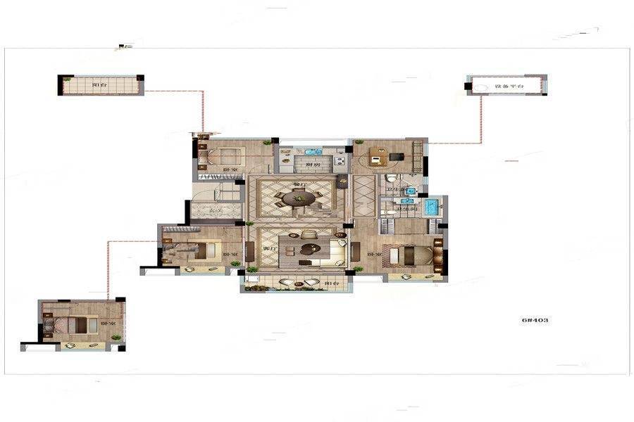 万年卡美丽亚泊樾4室2厅2卫122㎡户型图