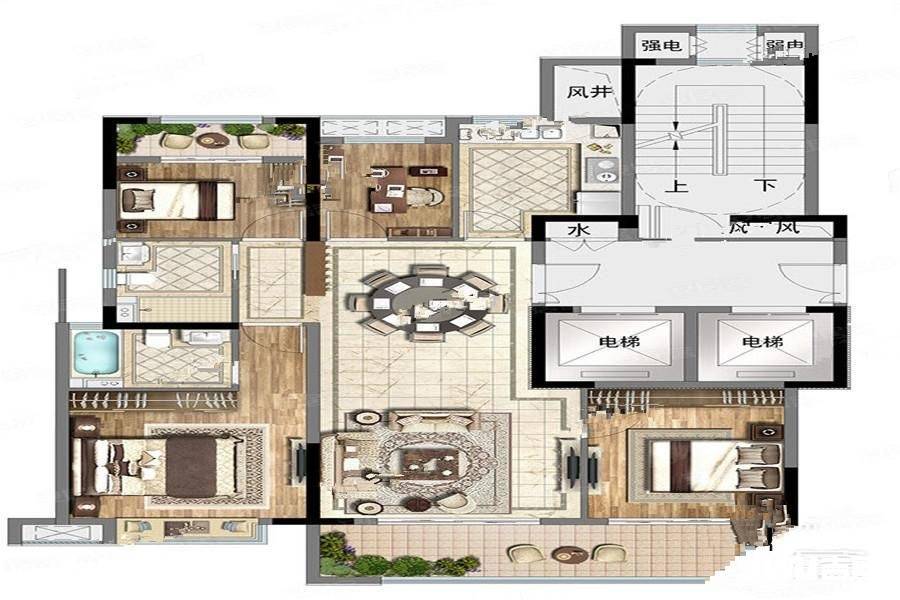 中梁大都会4室2厅2卫138㎡户型图