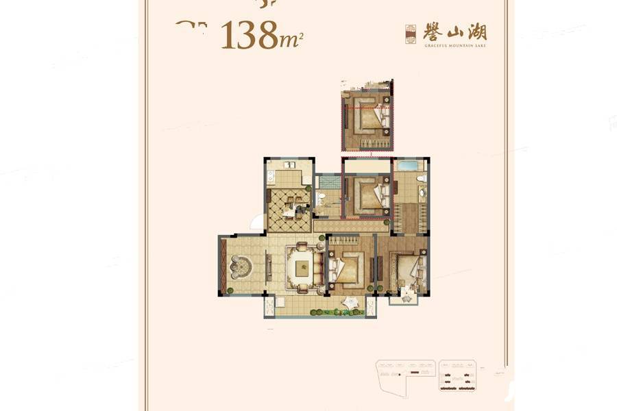 奥园誉山湖3室2厅2卫138㎡户型图