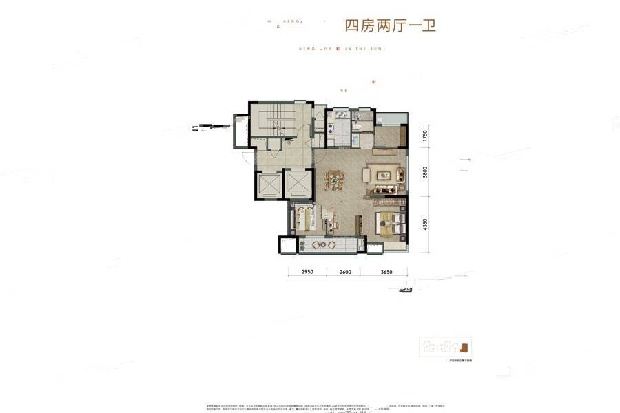 恒厚阳光里4室2厅1卫101㎡户型图