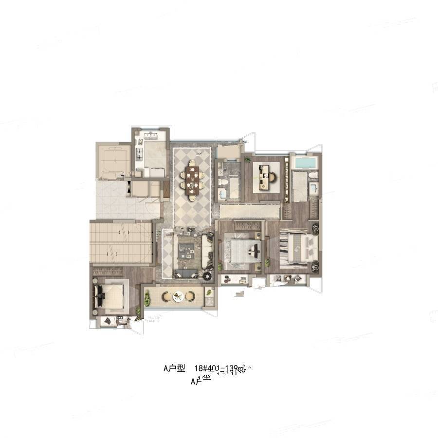 中海宁波湾4室2厅2卫139㎡户型图