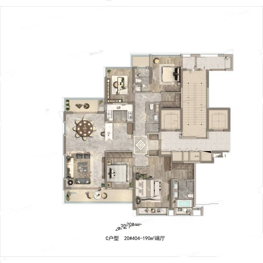 中海宁波湾4室2厅2卫190㎡户型图