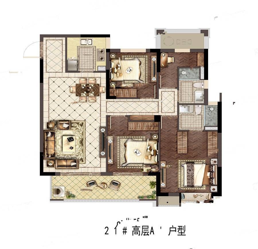 绿地悦山府4室2厅2卫120㎡户型图