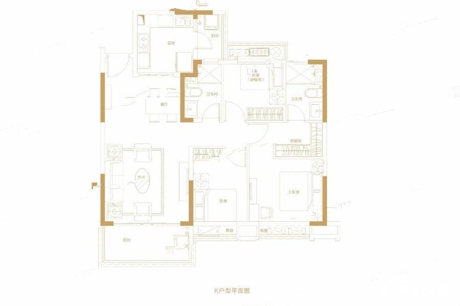 恒大御海天下3室2厅2卫115㎡户型图