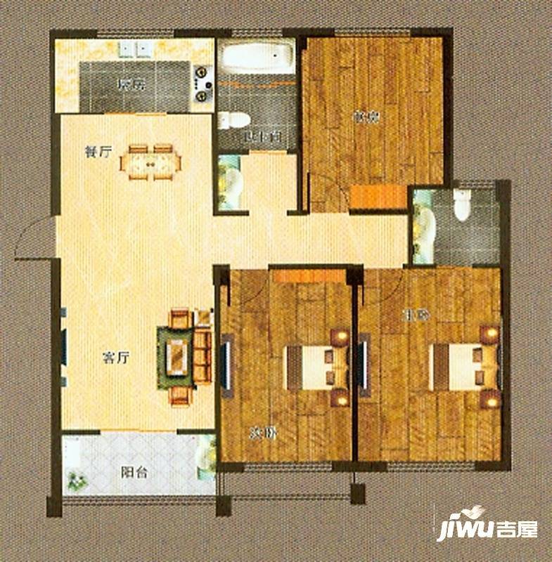 嘉悦景苑2室2厅2卫126㎡户型图