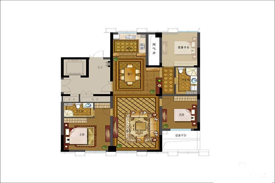象山港文化广场3室2厅2卫114㎡户型图