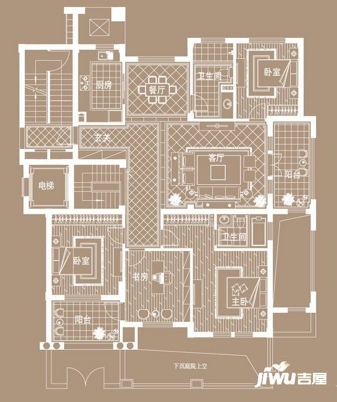 半岛康桥4室2厅2卫166㎡户型图