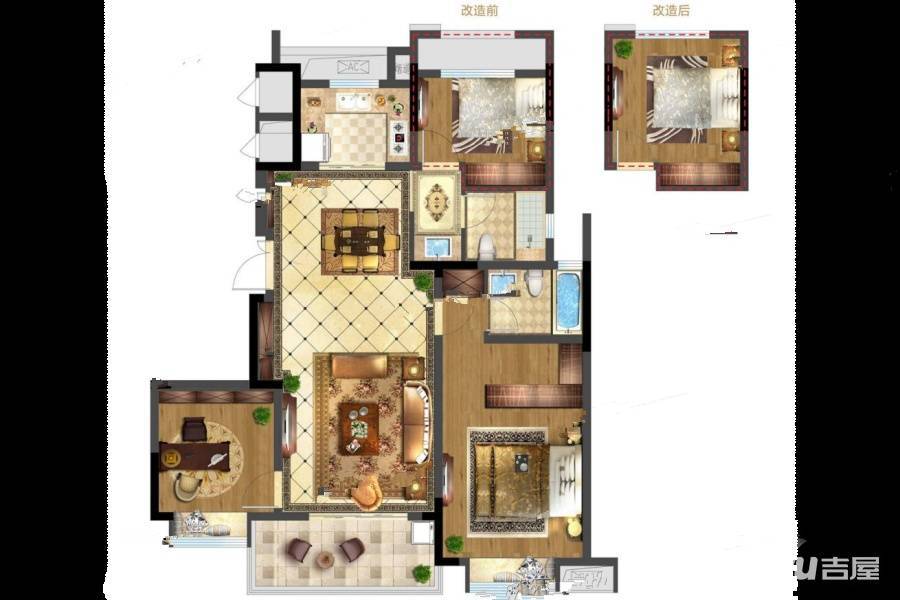 蓝光雍锦世家3室2厅2卫115㎡户型图