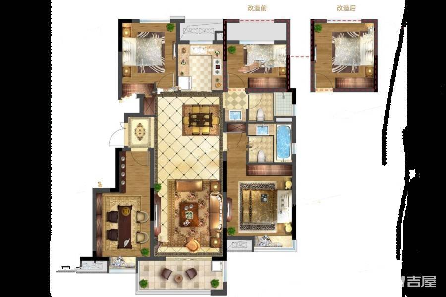 蓝光雍锦世家4室2厅2卫128㎡户型图