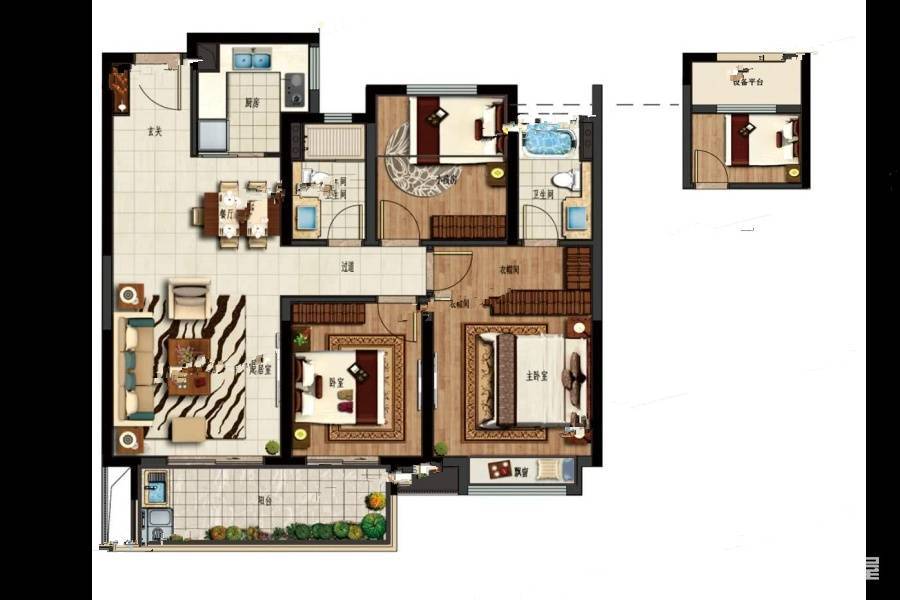 云都会3室2厅2卫110㎡户型图