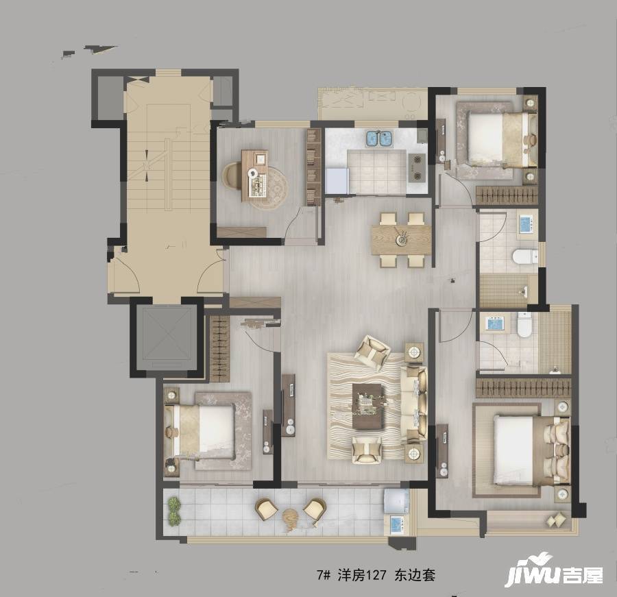 金科玖樾里4室2厅2卫127㎡户型图