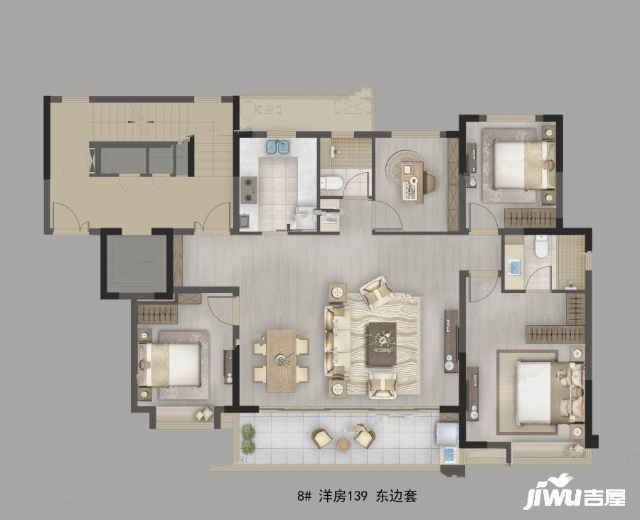 金科玖樾里4室2厅2卫139㎡户型图