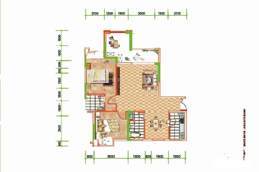 贵安鸿通城3室2厅2卫100㎡户型图