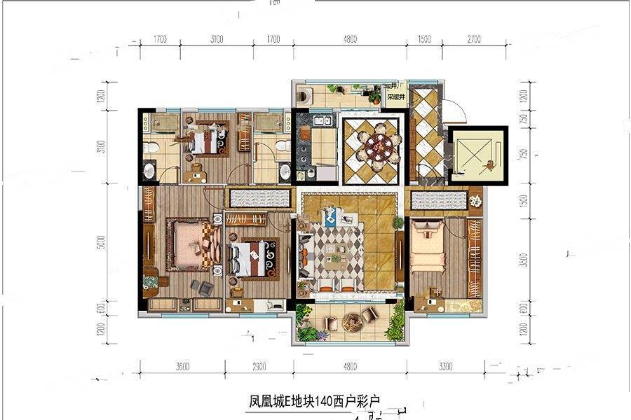 碧桂园凤凰城4室2厅2卫140㎡户型图