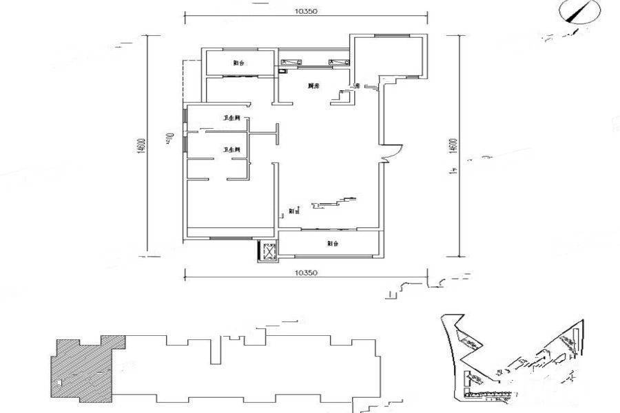 中南樾府3室2厅1卫119㎡户型图