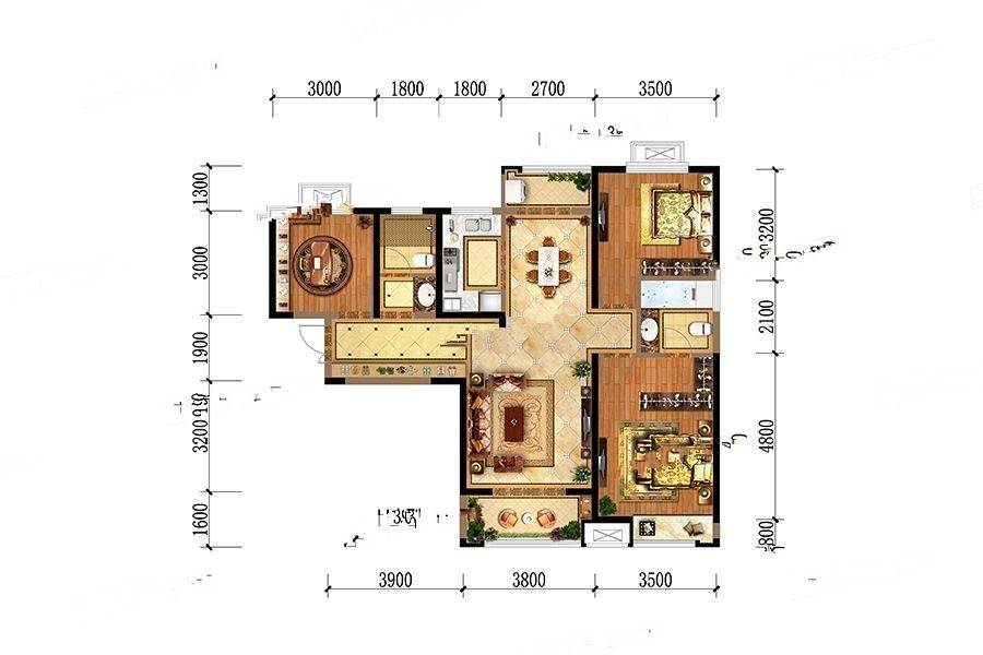 瑞和大唐府邸3室2厅2卫122㎡户型图