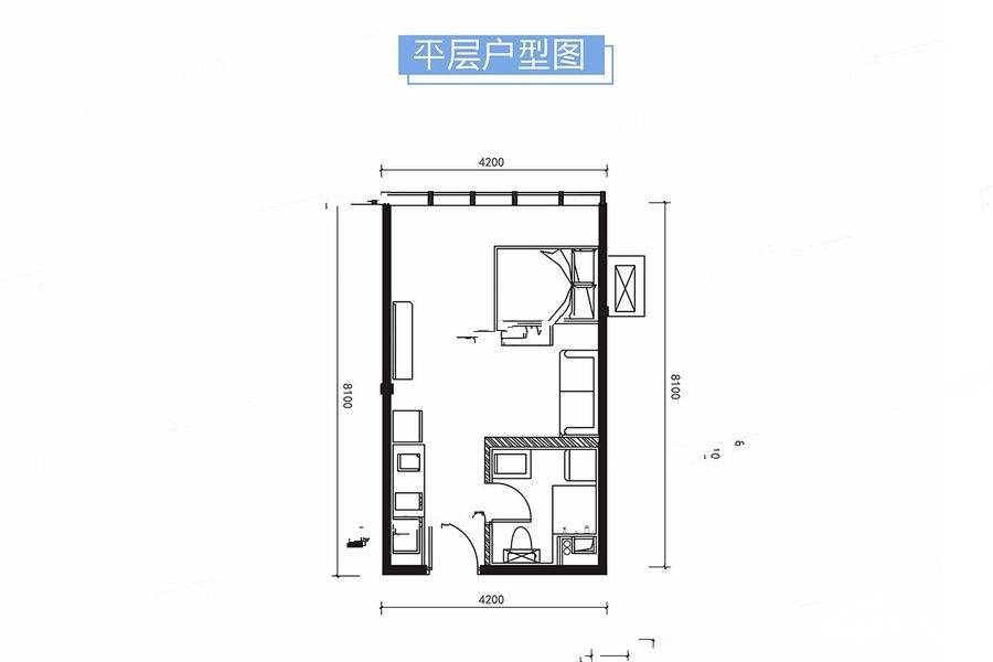 金辉环球中心1室1厅1卫45㎡户型图