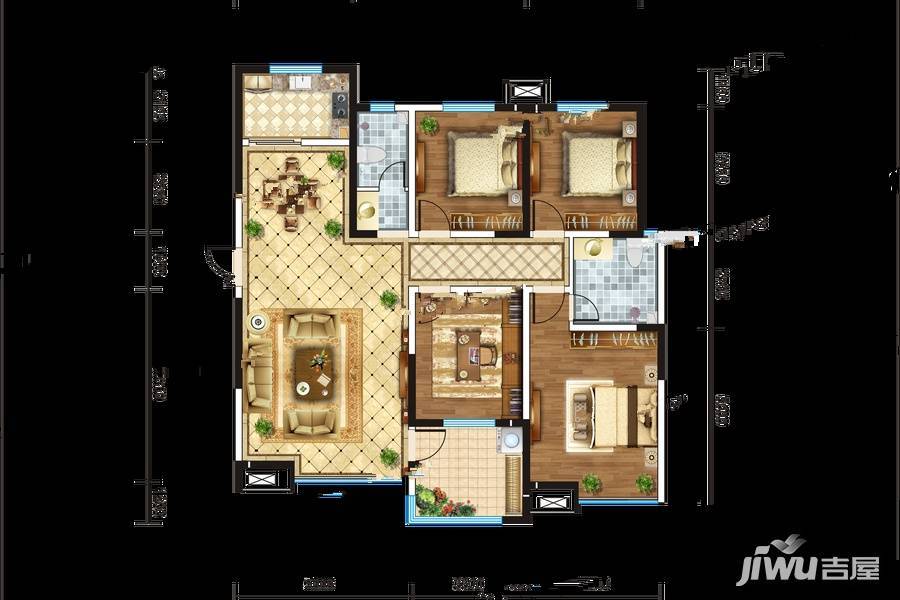 先河国际社区南区4室2厅2卫163㎡户型图