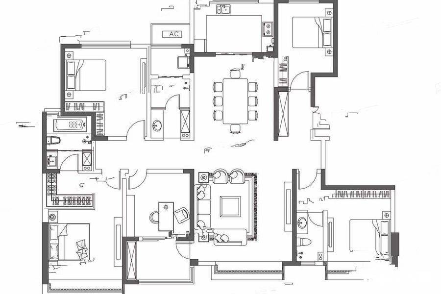 先河国际社区南区5室2厅3卫203㎡户型图