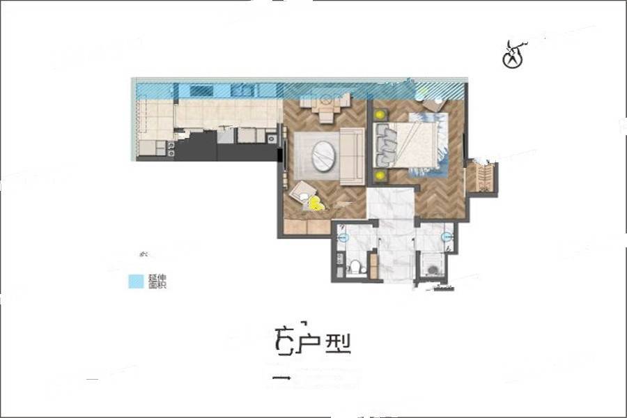 九树1室2厅2卫69.3㎡户型图