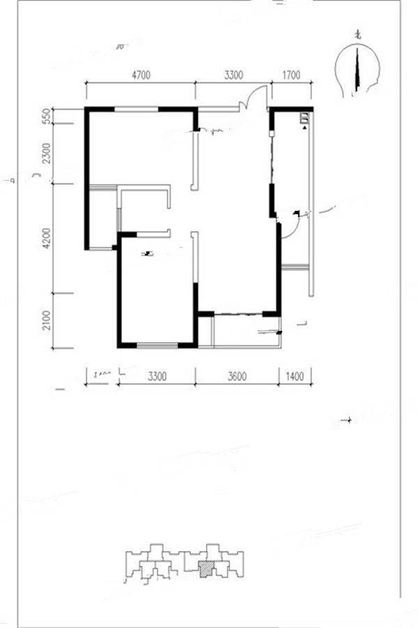 天浩上元郡2室2厅1卫91㎡户型图