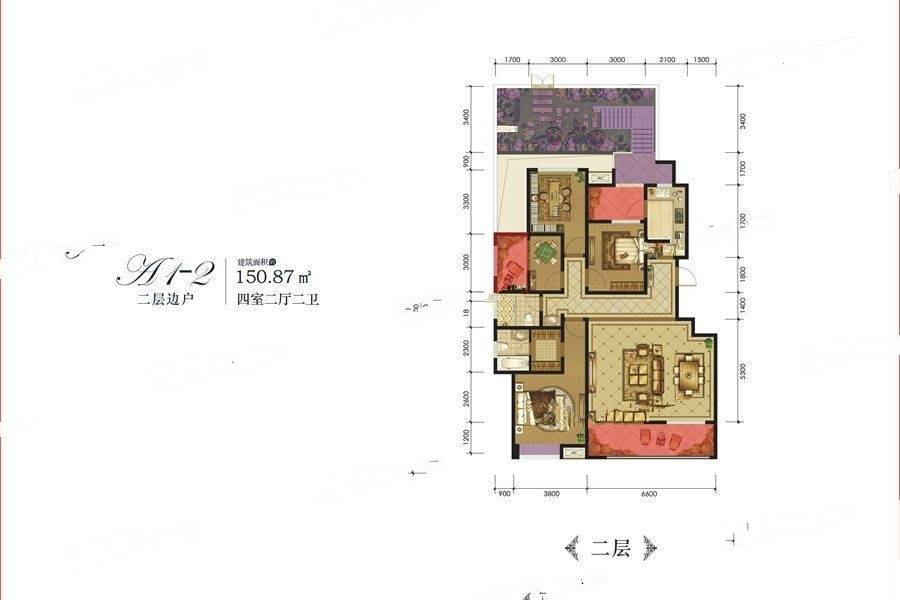 龙记玖玺4室2厅2卫150.9㎡户型图