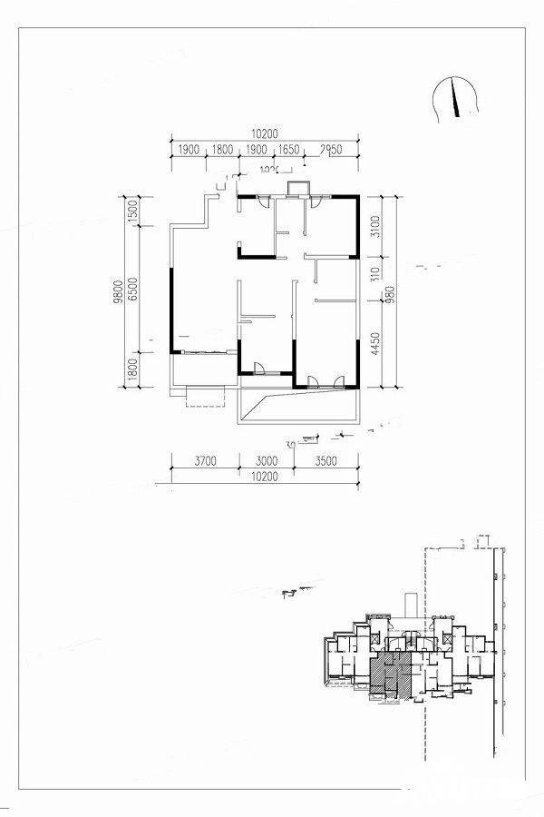 中建昆明澜庭3室1厅1卫104㎡户型图