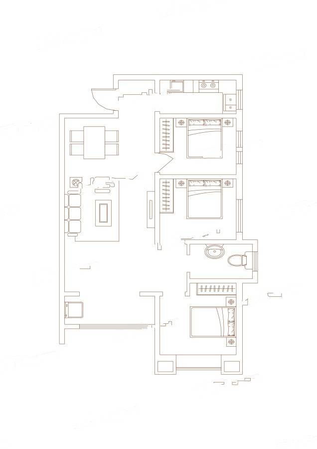 旭景清园3室2厅1卫110㎡户型图