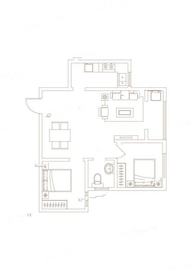 旭景清园2室2厅1卫84㎡户型图