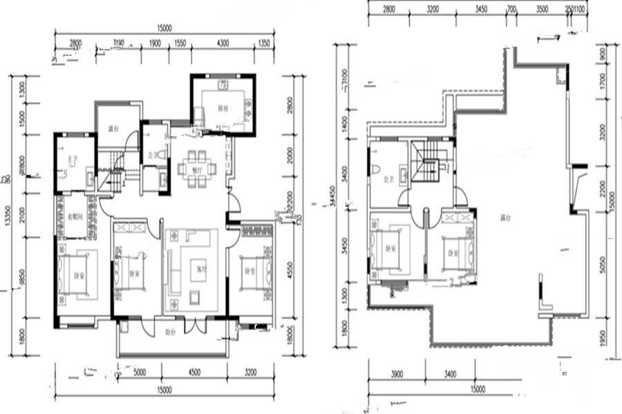 世园林语5室2厅3卫215㎡户型图