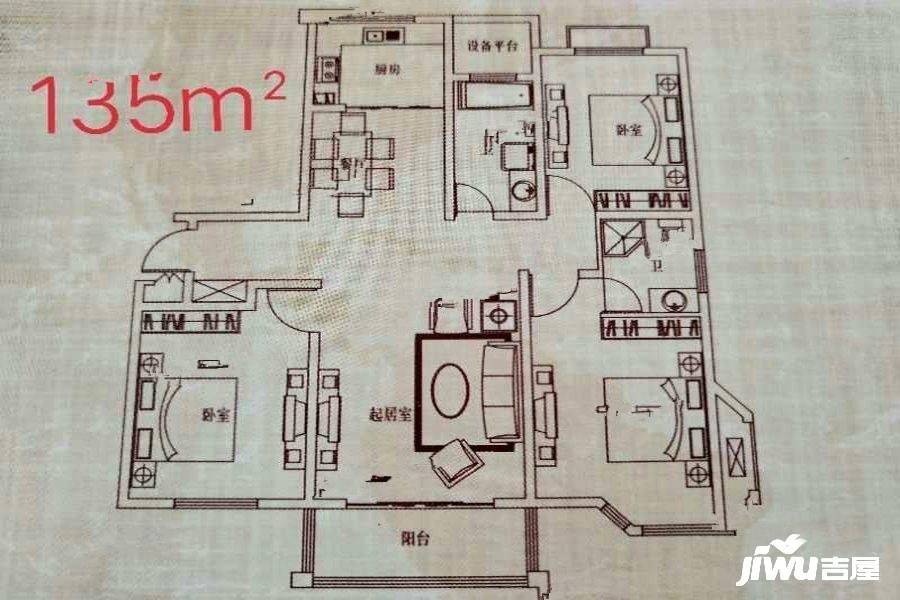 鼎昌名邸3室2厅2卫135㎡户型图