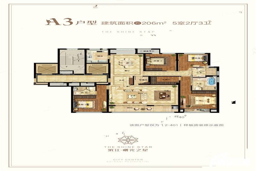 滨江曙光之星5室2厅3卫206㎡户型图