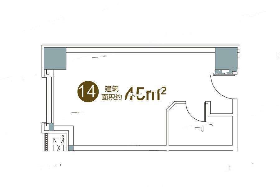 鲁商铂悦公馆1室1厅1卫45㎡户型图