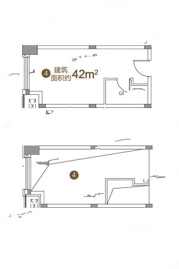 鲁商铂悦公馆1室1厅1卫42㎡户型图