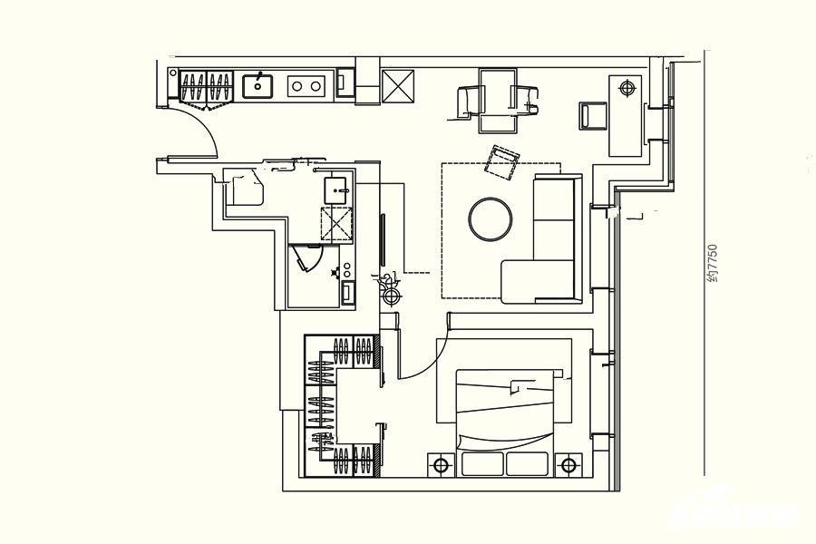 龙创新世纪1室1厅1卫85.3㎡户型图