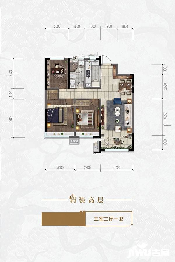 华润置地紫云府Ⅱ3室1厅1卫110㎡户型图