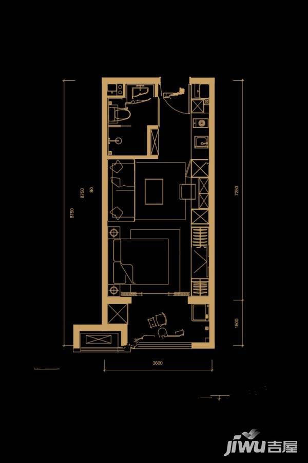 万科滨江大都会1室1厅1卫41㎡户型图