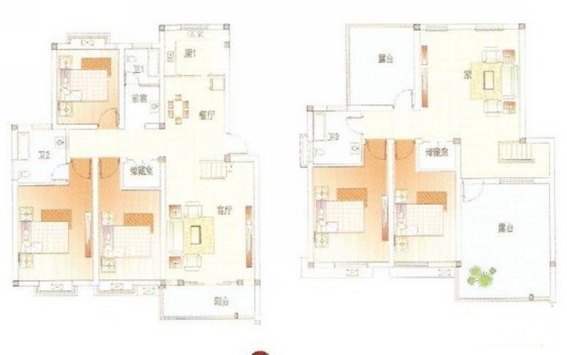 襄城明珠5室3厅3卫190.8㎡户型图