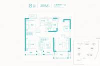 万科长基云庐3室2厅1卫89㎡户型图